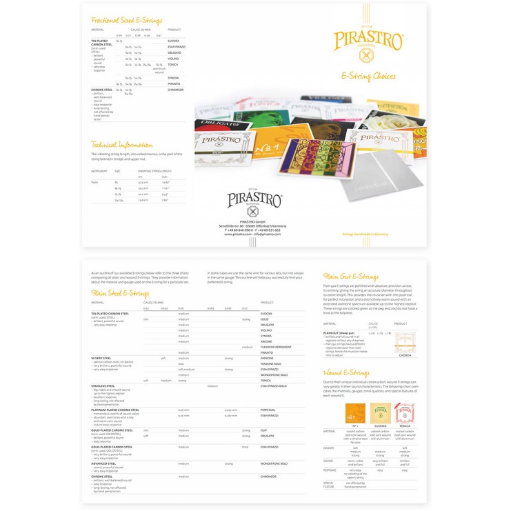 Pirastro E-Strings Choices violin strings flyer