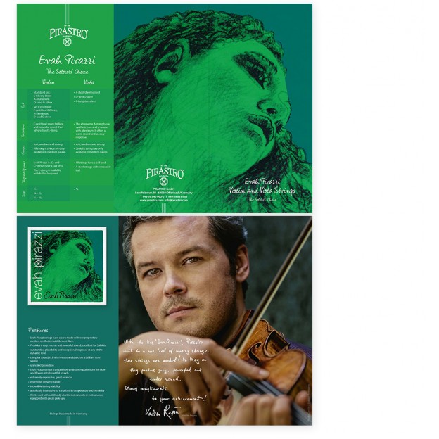 Pirastro Evah Pirazzi cello violin/viola flyer