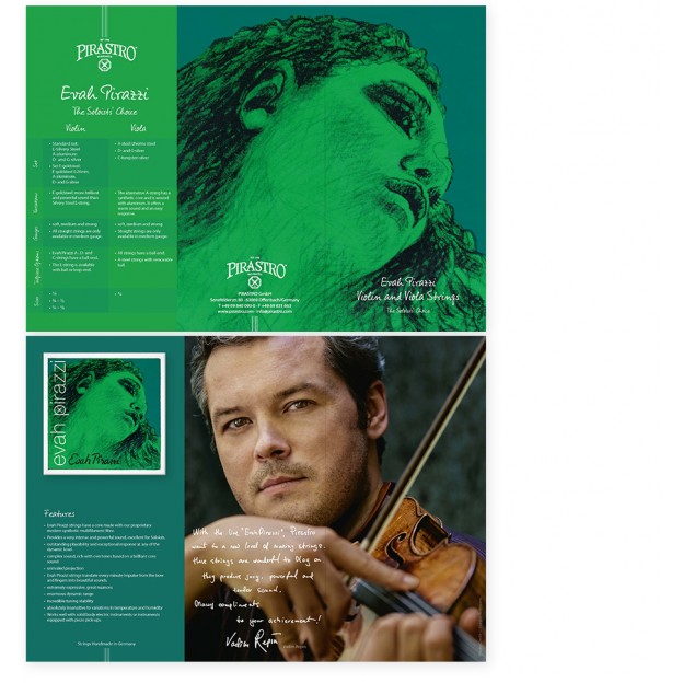 D&eacute;pliant trois volets sur les cordes Pirastro Evah Pirazzi pour violon/Alto