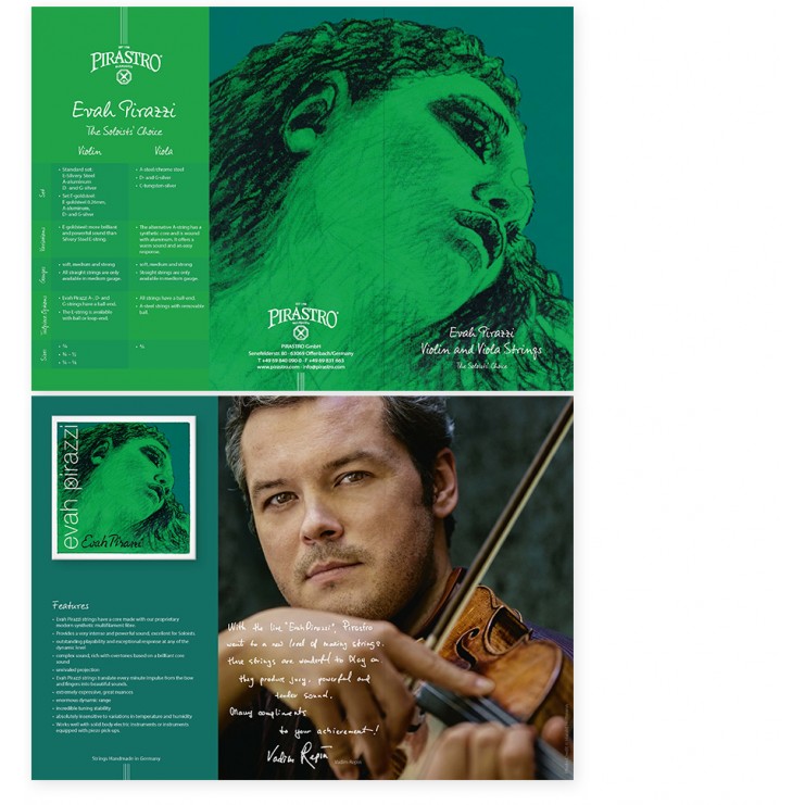 Tríptico Pirastro Evah Pirazzi violín/viola
