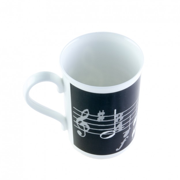 Black porcelain mug score and treble clef
