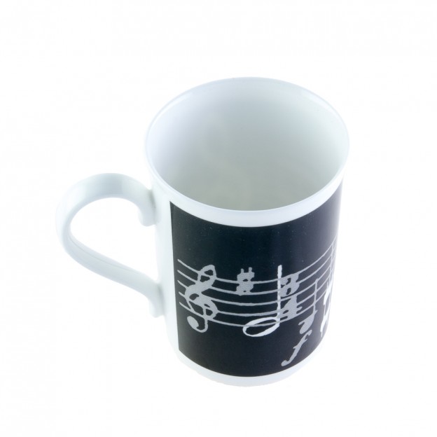 Mug noir en porcelaine avec partition et cl&eacute; de sol