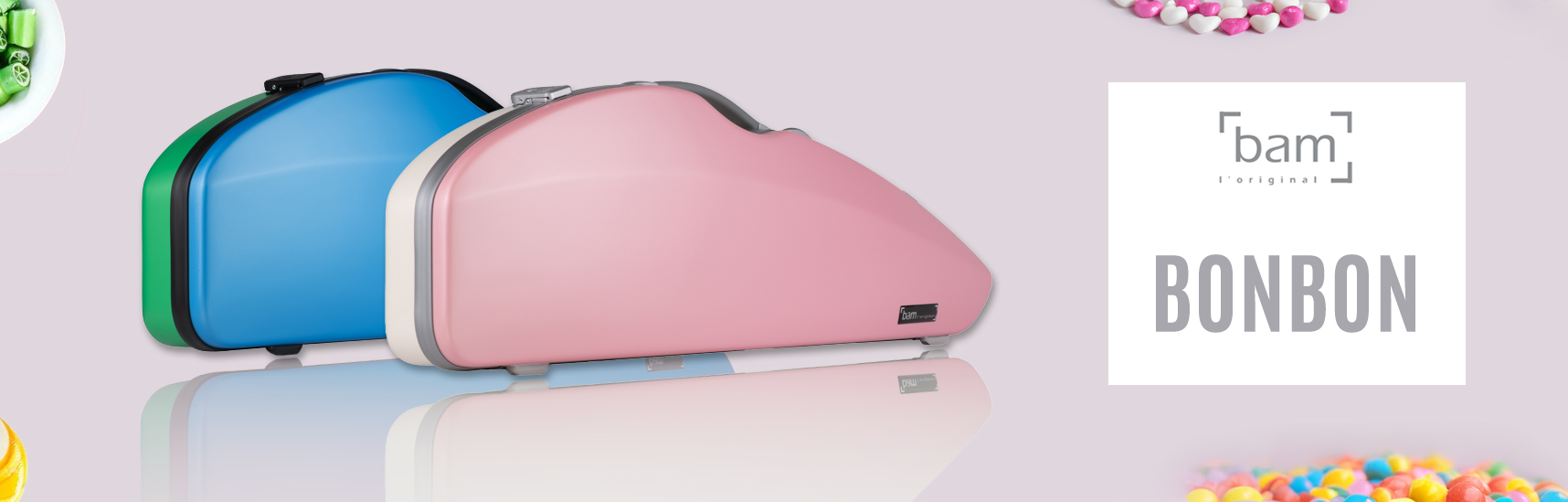 New BAM BONBON cases for violin, image size:1716x549